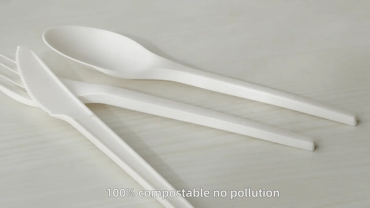 Disposable Restaurant Individually Wrapped Plastic Cutlery Set Biodegradable Forks Spoon Knife