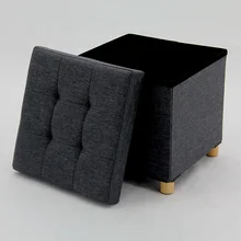 HStex Custom Stool Design Room Box Foldable Furniture Storage Home Stool and Chairs square Fabric Ottoman Seat