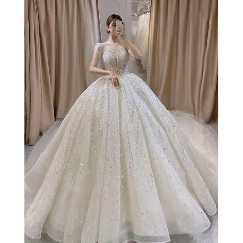 S3287F   2025   New Bridal Temperament Qi Ground Super fairy Tail  Style Wedding Dress