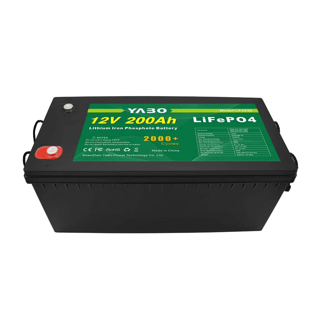 Deep Cycle Rechargeable Lithium Ion LiFePO4 Solar Battery 12V 200Ah Lithium Ion Battery 12V
