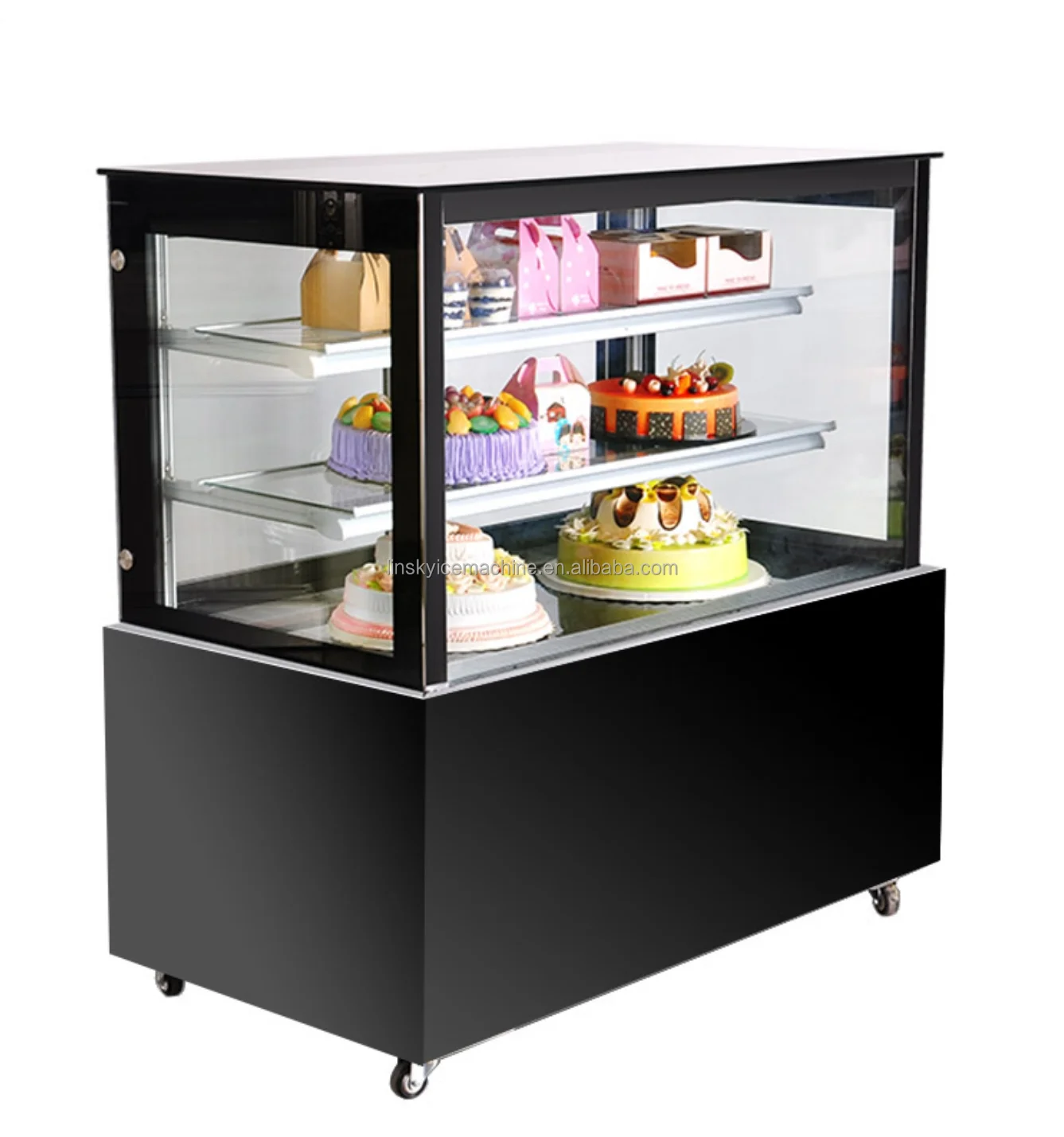Small Desktop Cake Cabinet with LED Light Glass Door Display Cooler for Cake showcase Supermarket & Store Use