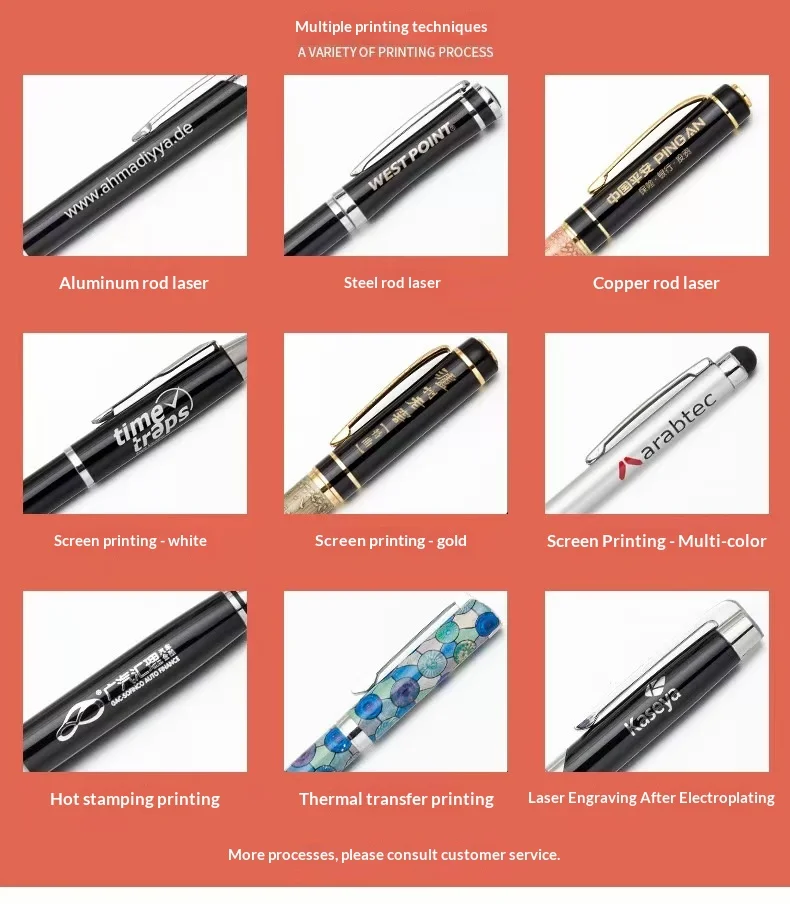Customizable Logo Neutral Fountain Pen Optional Metal Bead Signature Business Office Promotional Gift preview 3