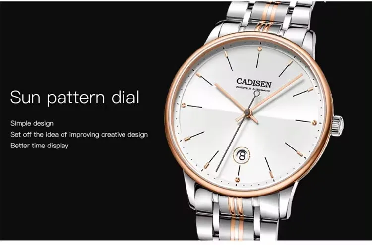 CADISEN 8166 Men Automatic Mechanical Watch Waterproof Simple Business Watch Relojes Para Hombre