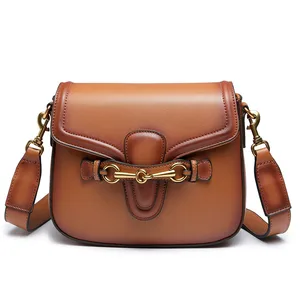 Wholesale Vintage Leather Women Crossbody Shoulder Saddle Sling Bag Handbag Purse for Ladies