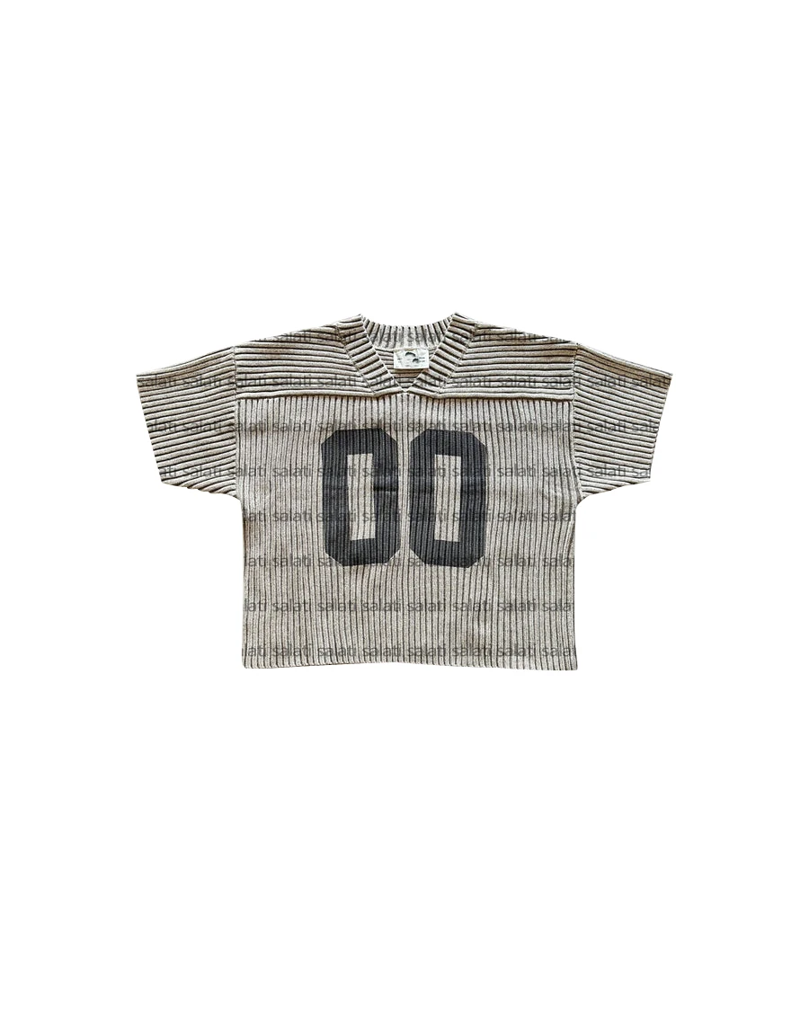 Custom Cropped T Shirt Printed Knitted Cotton Boxy Fit V Neck Acid Wash Heavy Faded Vintage Retro Sports Jersey T-shirt for Men gallery 8
