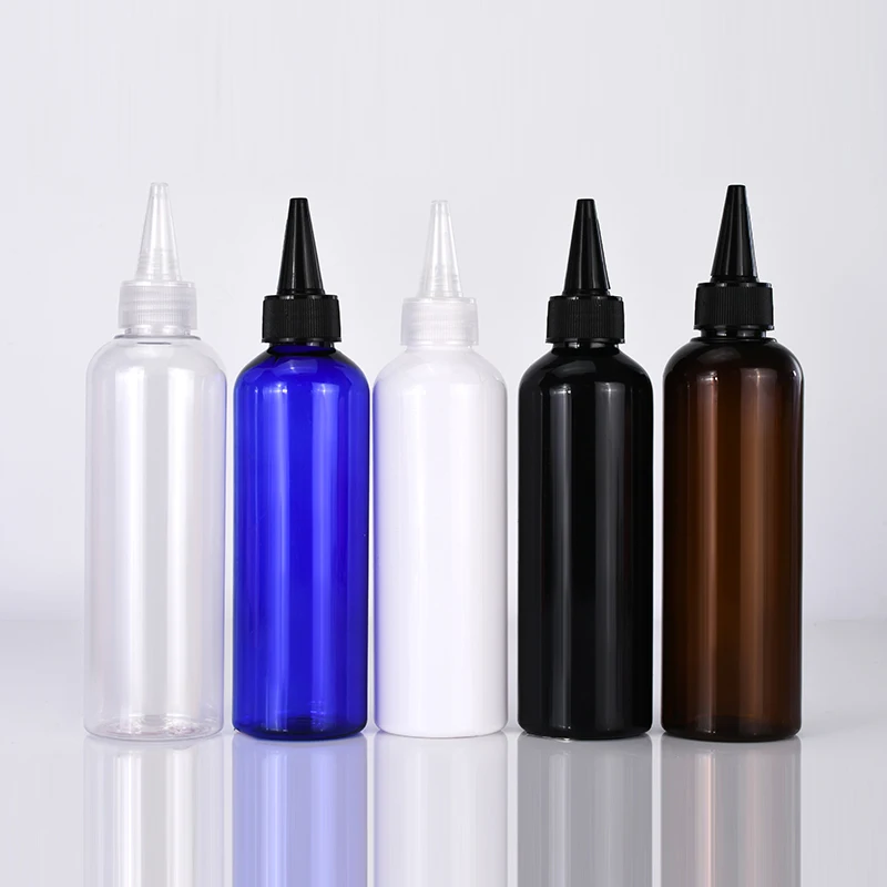 Cosmetic Container 100ml 200ml 300ml 500ml Hair Oil  Applicator Bottles Squeeze PET Plastic Bottle with Top Lid
