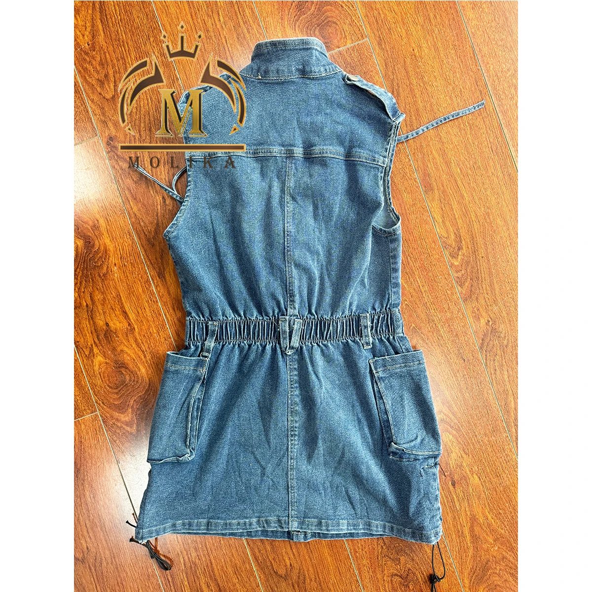 Summer Women Denim Dresses Sleeveless Stretch Pocket Cargo Dresses Casual  Streetwear Jeans Overall Cargo Dress Women Denim