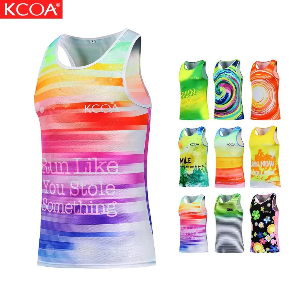KCOA 100% Polyester Quick Dry Sportswear Custom Printing Sublimation Running Tank Top