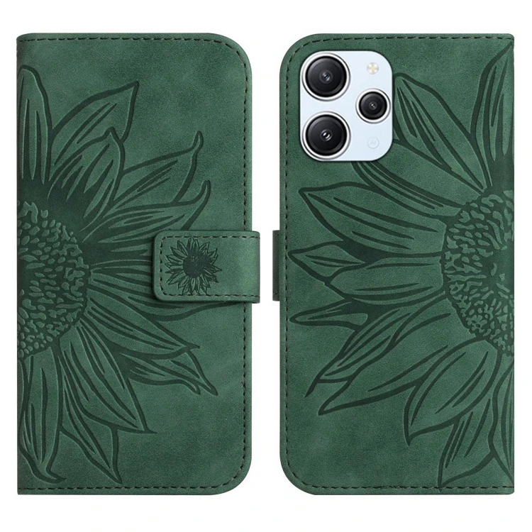 Capa de celular flip em couro sintético com estampa de girassol e toque suave, compatível com dispositivos 4G globais. Novo design._voghion.com