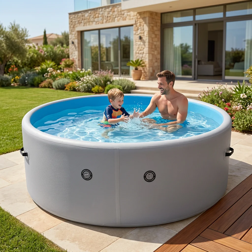 Customized Round  PVC Eco-friendly Foldable Brushed Inflatable Swimming Pool for Home Outdoor Use Family and Household Use