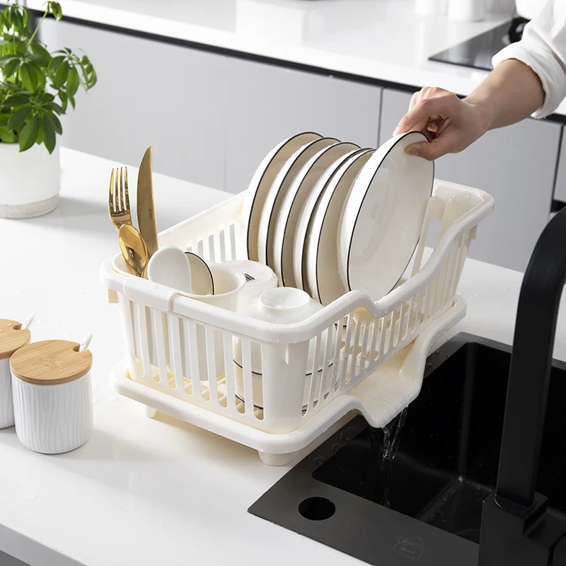 Plastic Dish Rack Minimalist White Kitchen Storage Rack for Kitchen 1Pc