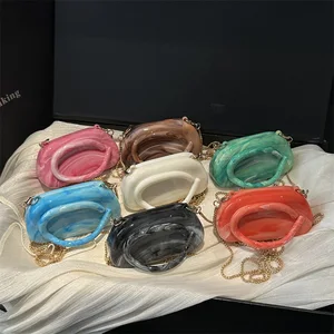 Distinctive Autumn and Winter New Contrast Color Single Shoulder Chain Small Square Bag Spotted Texted Women's Crossbody Bag