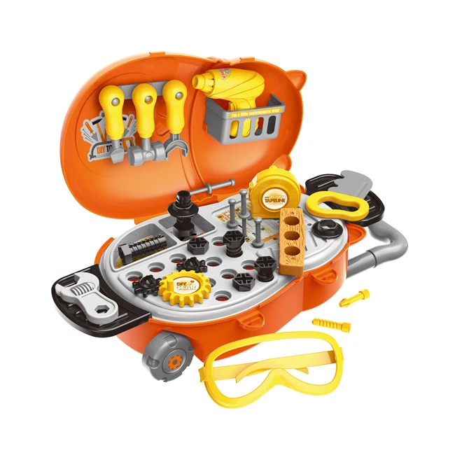Маленькие мастера, чемодан на тележке, игрушечный пластиковый инструмент для детей