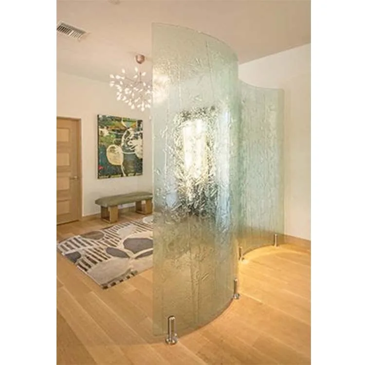 Hot Bending Glass Partition Wall Textured Kiln Cast Glass 3-19mm Decorative Tempered Hot Melt Glass Panel for Room Divider