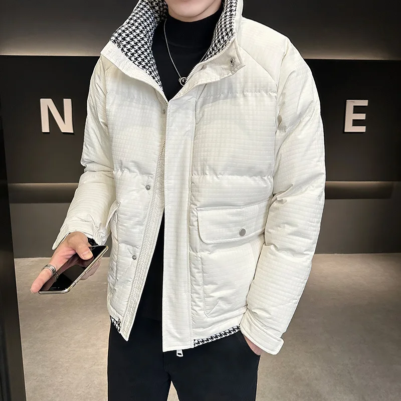 Winter Korean Cotton Coat Trend Youth Cotton-padded Jackets Thickened Stand Collar Bread Casual Warm Men's Coats_voghion.com