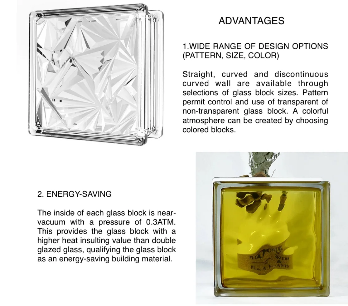 Factory Sourcing Durable Super Clear Cloudy Hollow Glass Brick Price