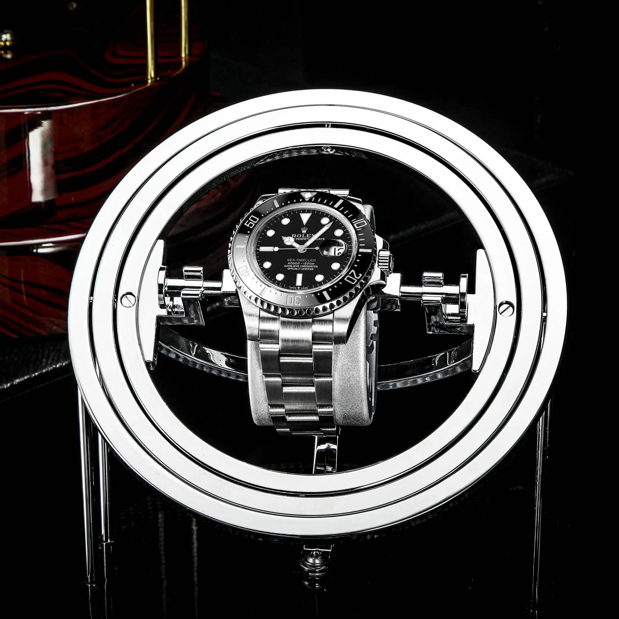 Custom Automatic Rolling Watch Shaker High Quality Gold Silver Luxury Watch Cases Orbit Watch Winder Box Automatic