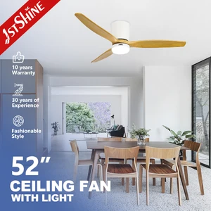 1stshine Ceiling Fan Infdoor 100-240 Volt DC Motor Solid Wood Blades Flush Mounted Ceiling Fan with Led Light Remote