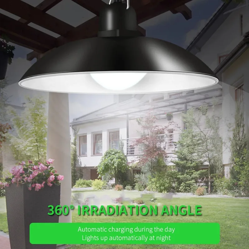 20w Double Head Retro Lamp Remote Control Hanging Solar Pendant Shed Lights Outdoor Warehouse Solar LED Flood Camping Lights details