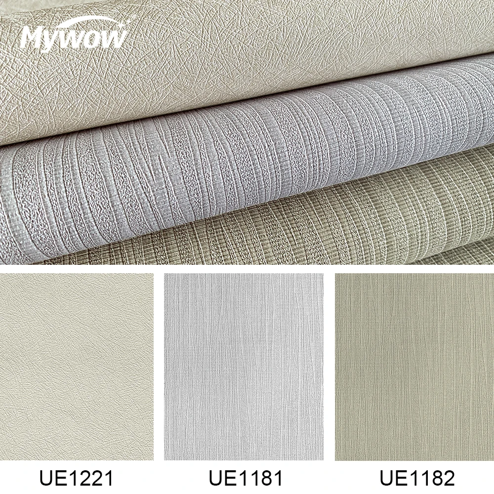 Modern Plain Textured Grey Contract Wall Fabric Backed Wallpaper Vinyl