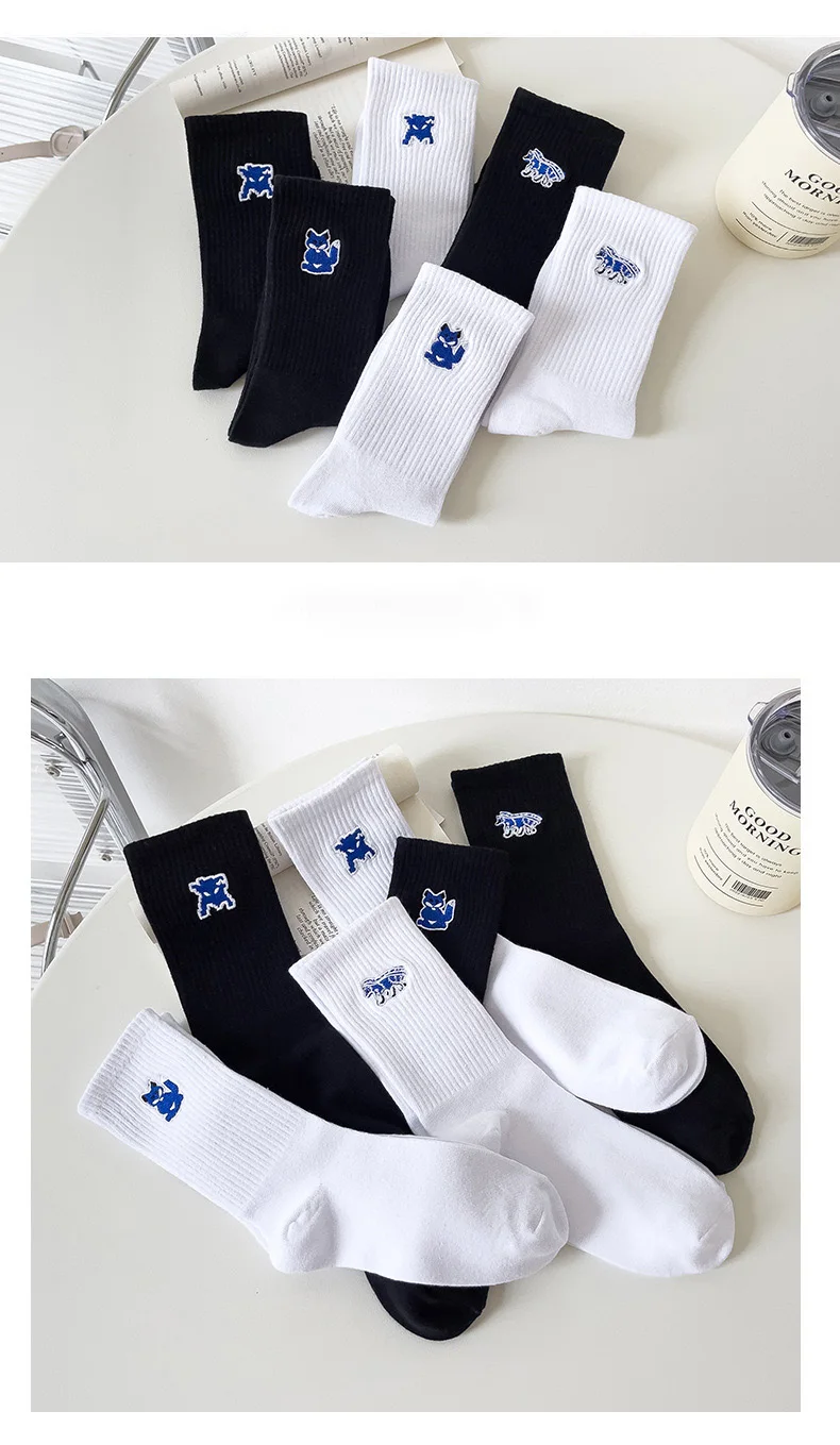 Wholesale Custom Men White Black Sport Socks Embroidery Custom Logo ...