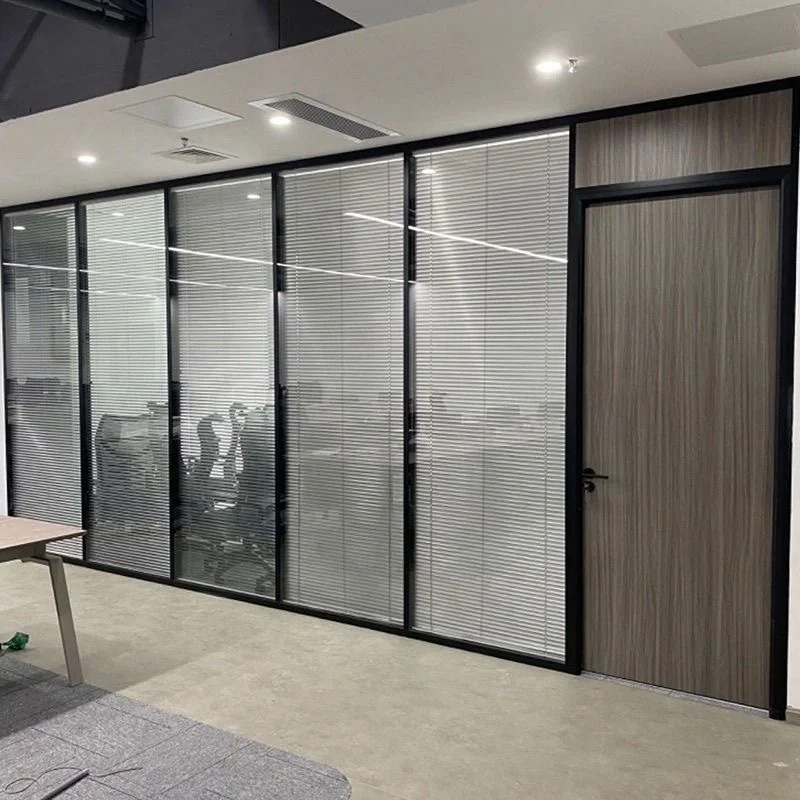 Portable Framed Fixed Glass Partition Door Office Partition Wall Cubicle for Commerical Building Glass Wall