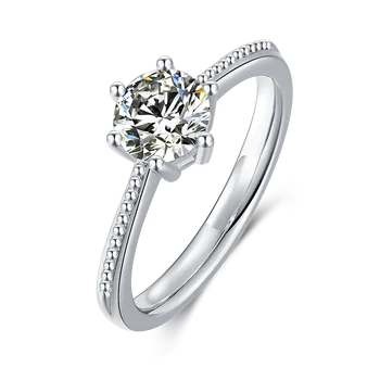 S925 Silver Plated Platinum Moissanite Diamond Ring 1.0 Carat D Grade for Engagement and Wedding