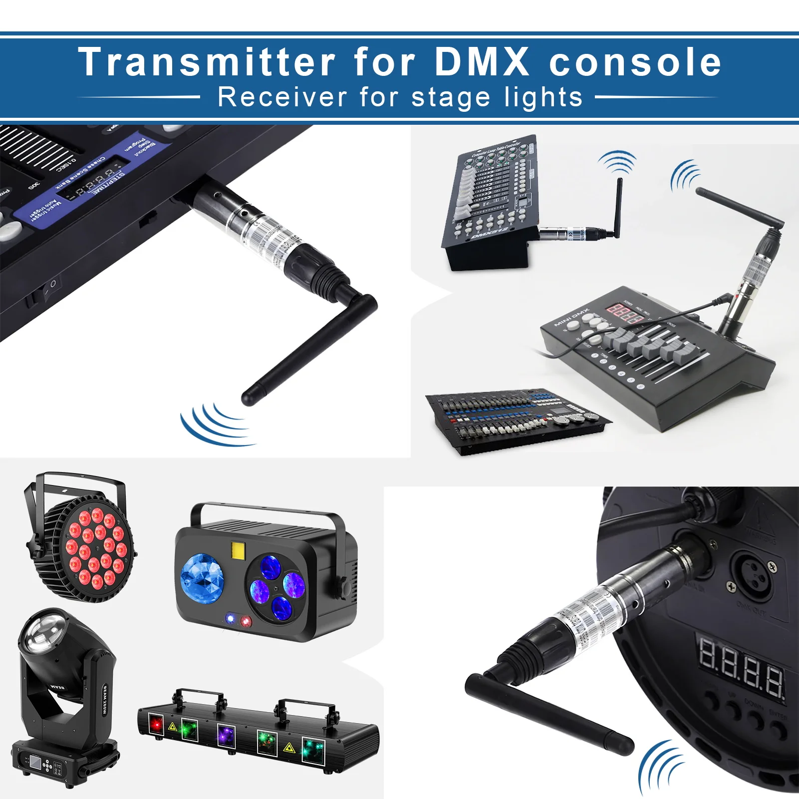 Wireless 2.4G DMX 512 Transmitter / Receiver for Dj Stage Lighting Controller