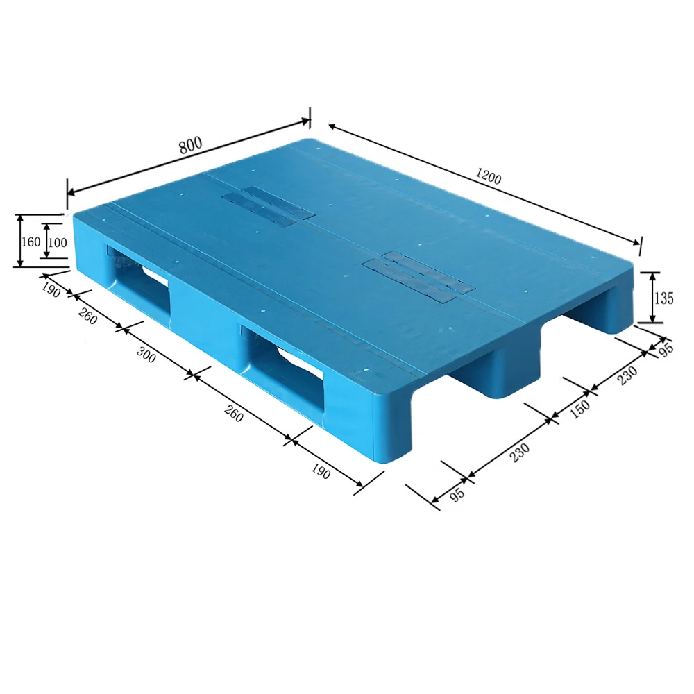 1200*800 euro pallet heavy duty 3 runners hygienic plastic pallet For Racking