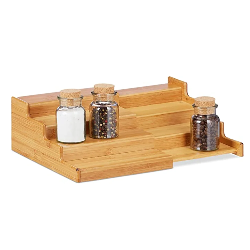 Bamboo 4-Tier Spice Rack Bambu Spice Storage Organizer for Drawer Spice Tray  for Kitchen - China Bamboo and Rack price