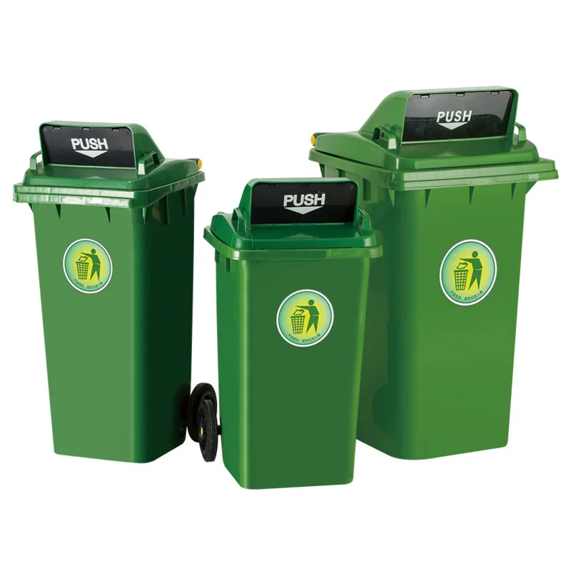 Botes de basura de reciclaje de plástico de 120 litros.