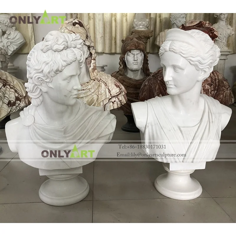 
 Аполлон и богиня Артемида Диана греческая литая мраморная скульптура бюст  