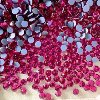 Wholesale 1440pcs  Fuchsia Highest Quality 2088 16 Cut Facets Flat Back Crystal Hot Fix Rhinestones for Wedding Dresses