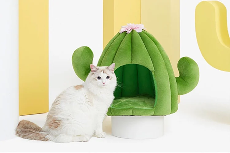 toptan sevimli kaktus sekilli yikanabilir luks kedi magara yumusak kedi yatagi buy kedi yatak kedi magara yumusak kedi yatak product on alibaba com