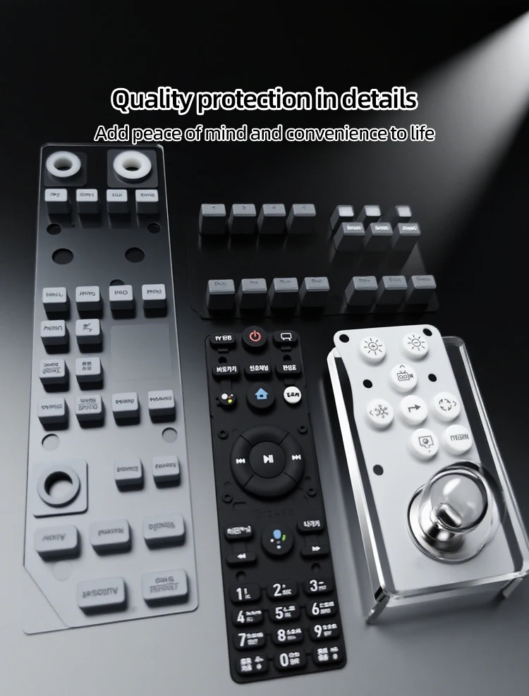product customizable colors sizes durable anti slip eco friendly food grade silicone remote control buttons custom shape industrial hs-2