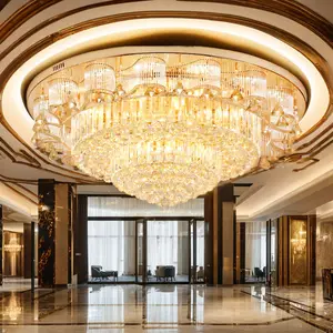 Hotel Living Room Lighting Gold Led Crystal K9 Ceiling Lamp Luxury Hanging Round Chandelier Lights