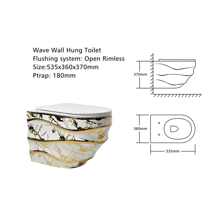 Creation Trend Modern Style Wall Mounted Gold Ceramic Wall Hung Wc Toilet For Customized Buy