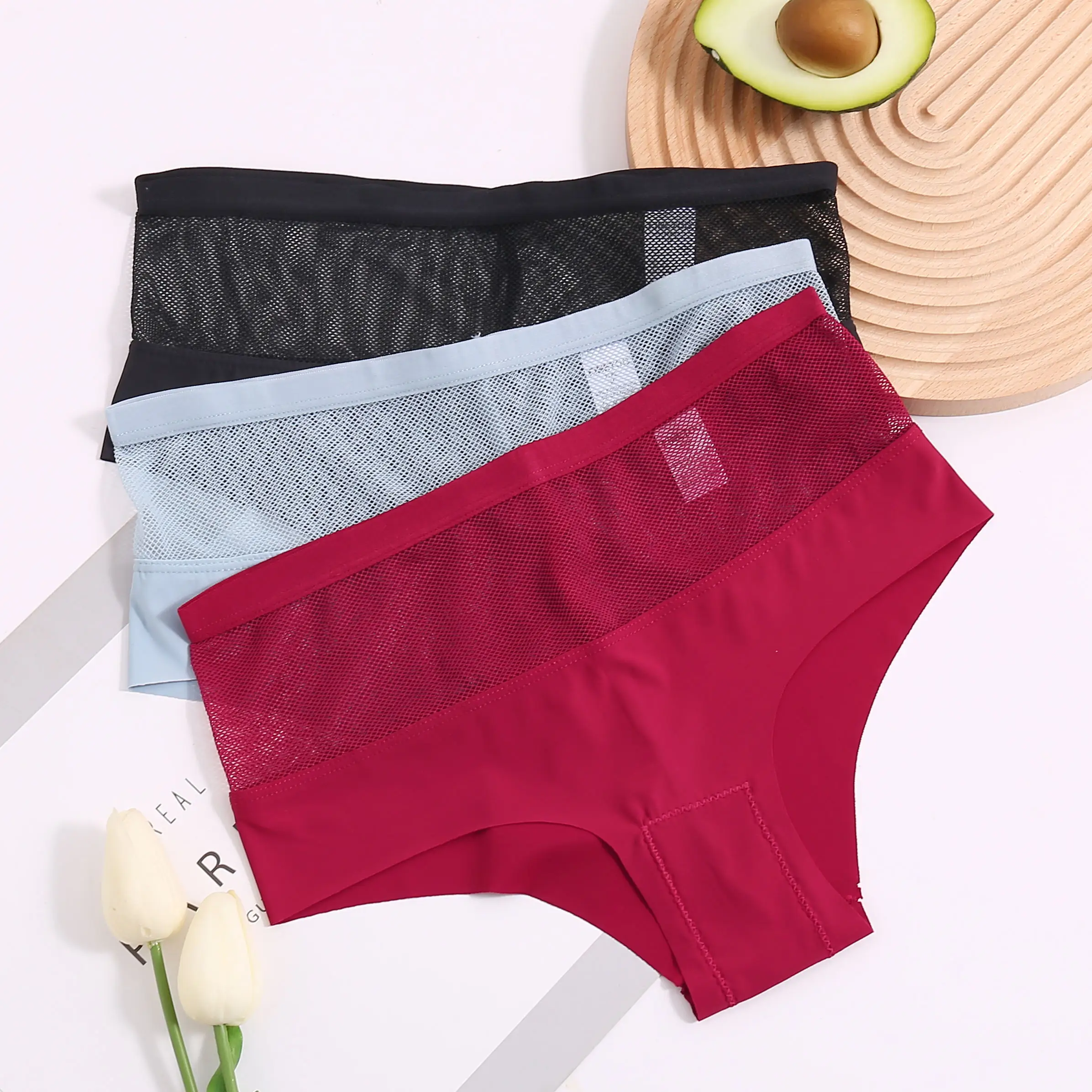 Finetoo Women Seamless Sexy Underwear Mid Rise Briefs Soft Briefs M-xl ...