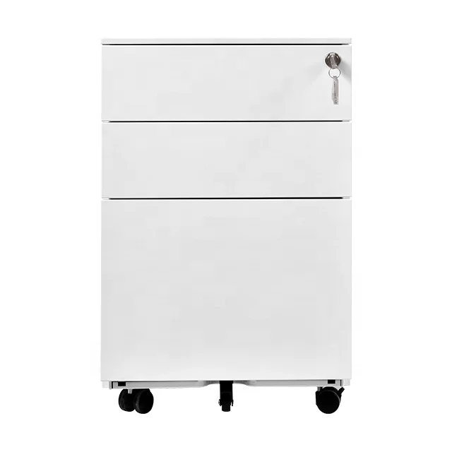 Office Storage A4 and FC File Folder Mobile Pedestal 3 Drawer Metal Cabinet