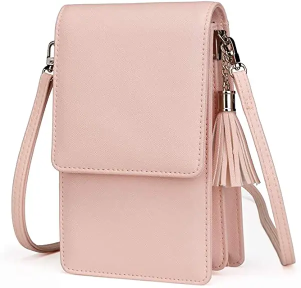 Wholesale Mini crossbody bag for girls pink fabric phone pocket