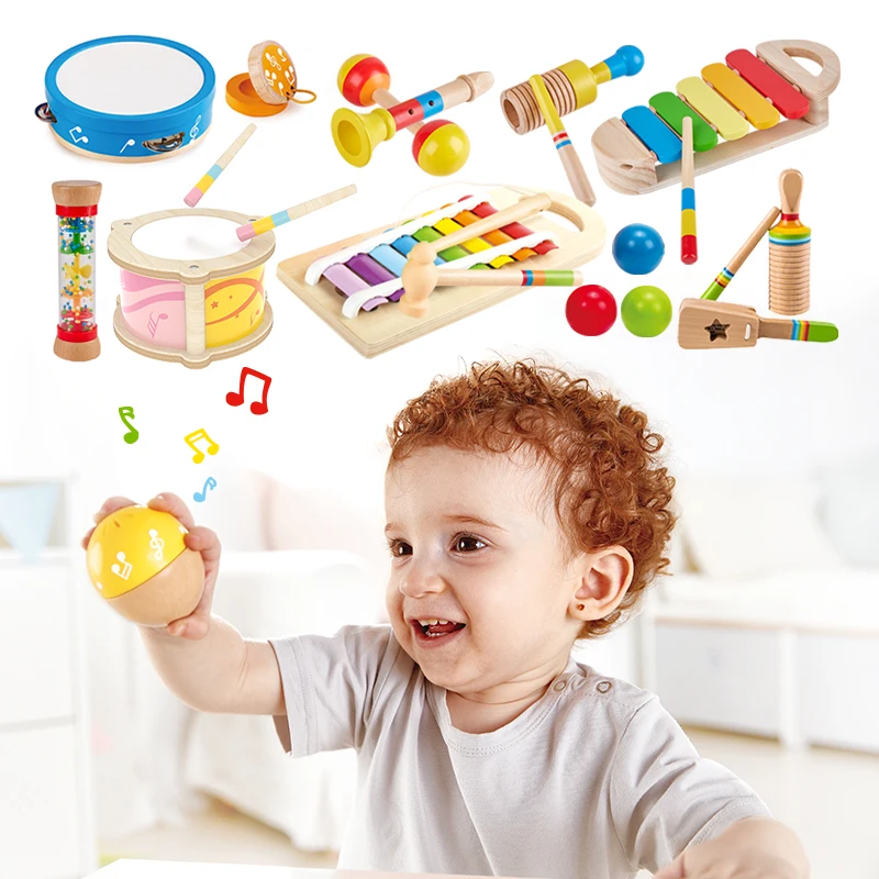 High Quality Baby Bead Educational Wooden Percussion Kids Drum Musical