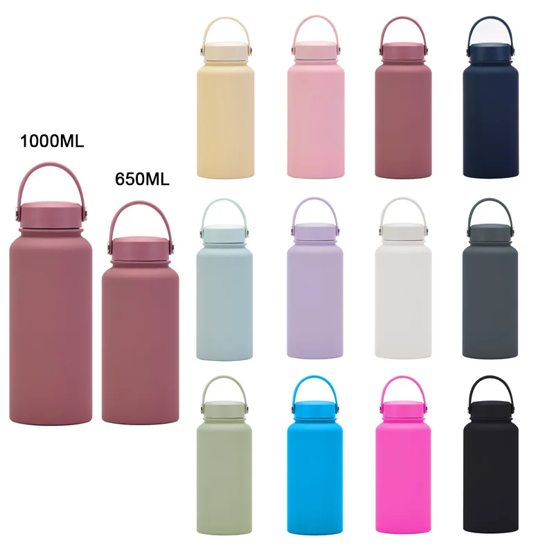 New Design 1L Vacuum Insulated Sport Gym Camping Stainless Steel Water Bottle With Handle