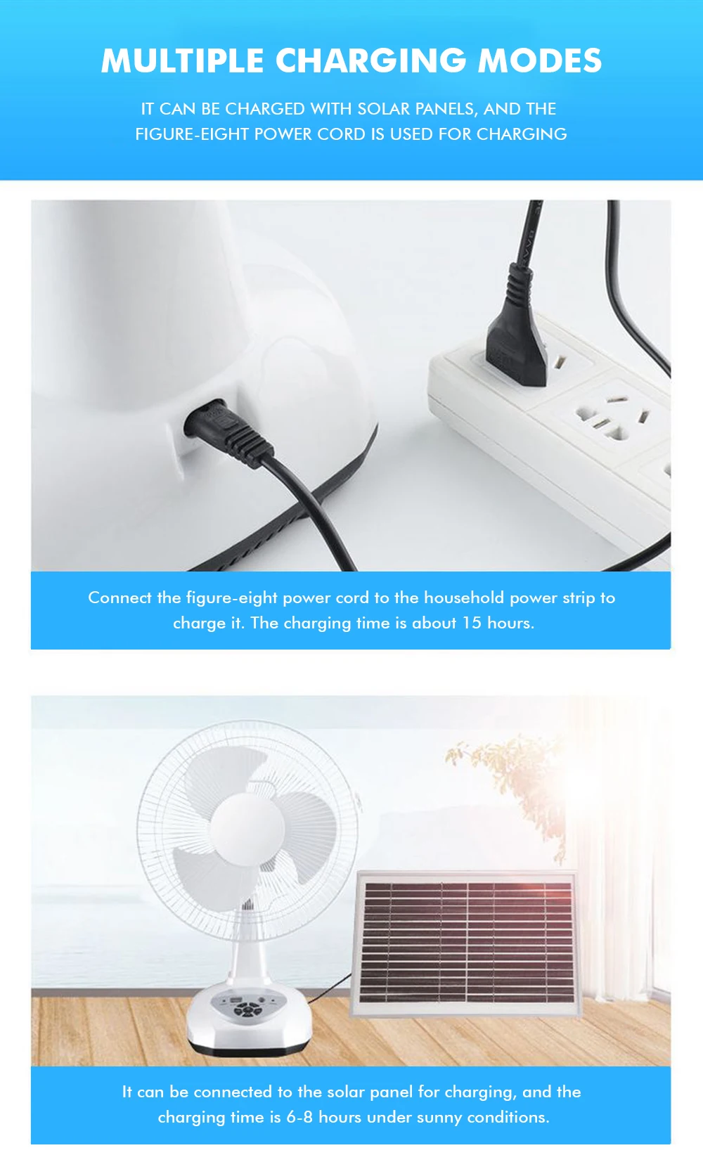 12 Inch 2 Wind Speeds Ac/dc Led Emergency Desk Fan Outdoor Useful Swing Function Rechargeable