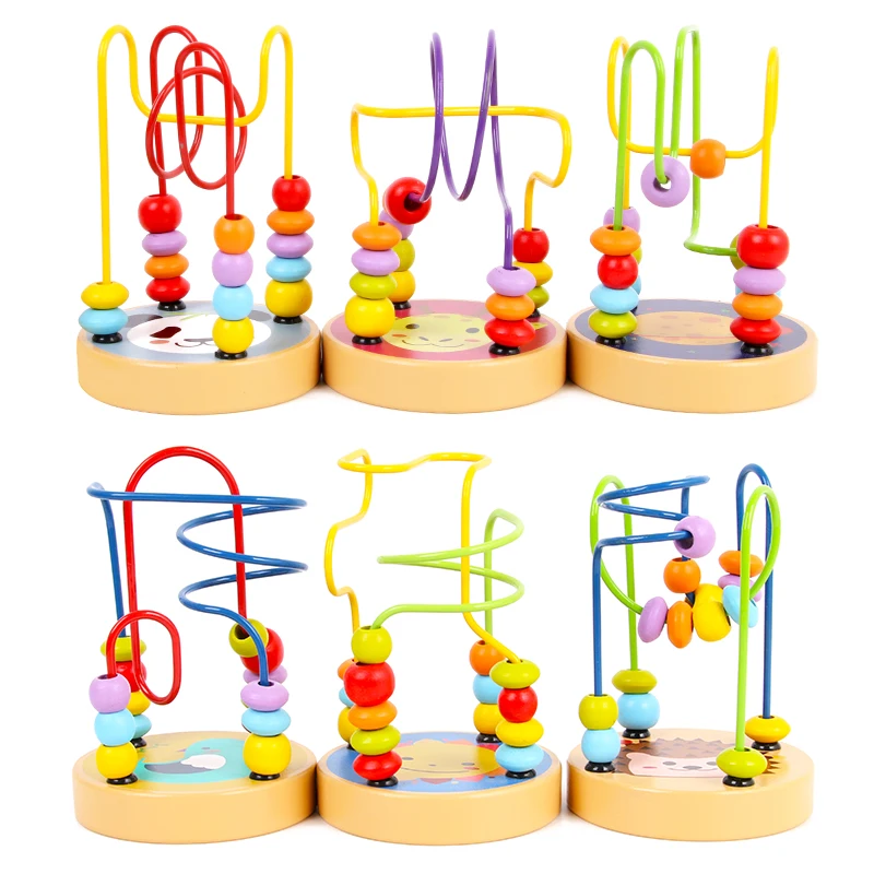 Preschool Toy for Toddler Kids GEDIAO Wooden Classic Beads Maze Toys Colorful Roller Coaster Educational Circle 