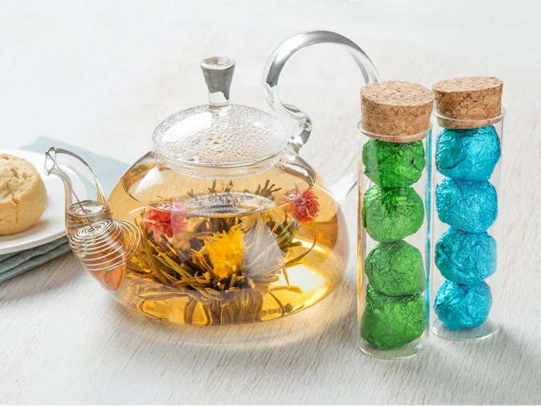 Китайский чай в шариках. Чайный шар. Набор для приготовления чая с цветами. Чай шарик цветок.