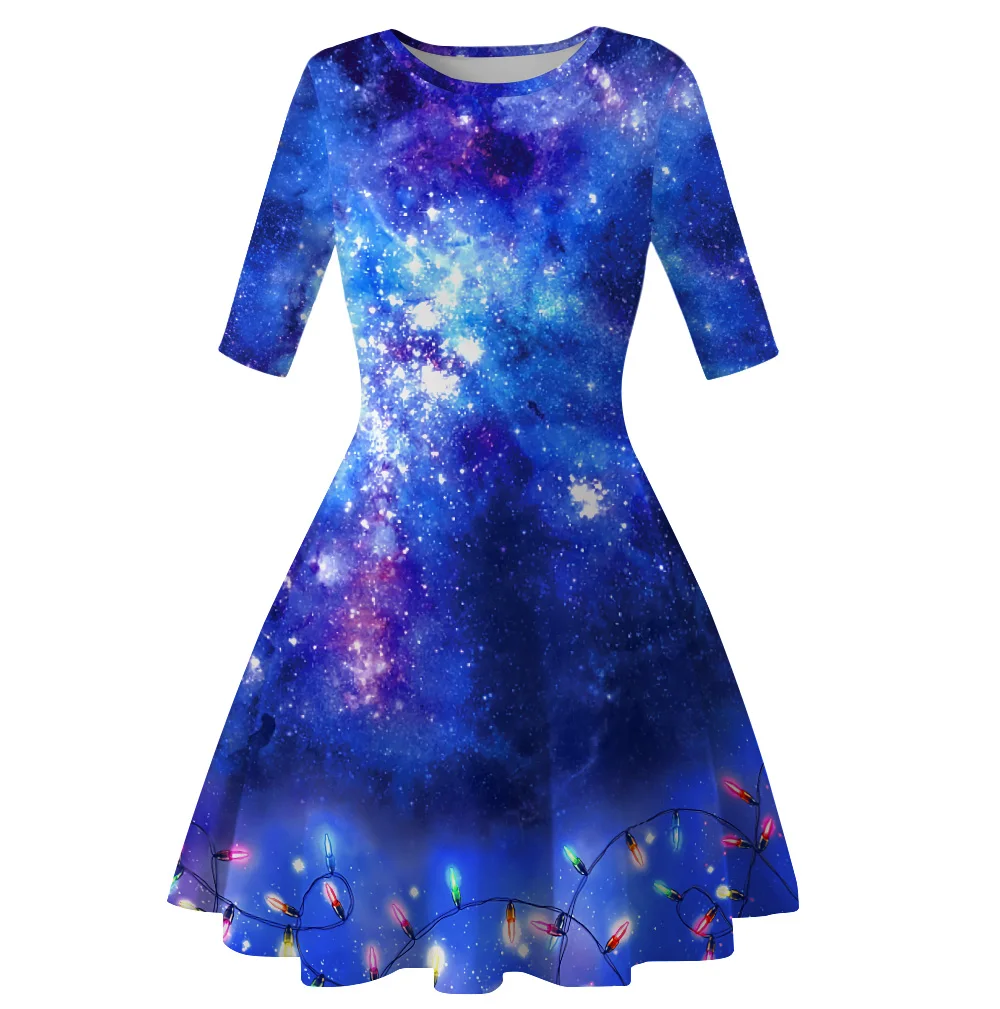 christmas print dresses for women