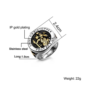 Mens Silver St Michael Ring Signet Sovereign Jewelry Gift 