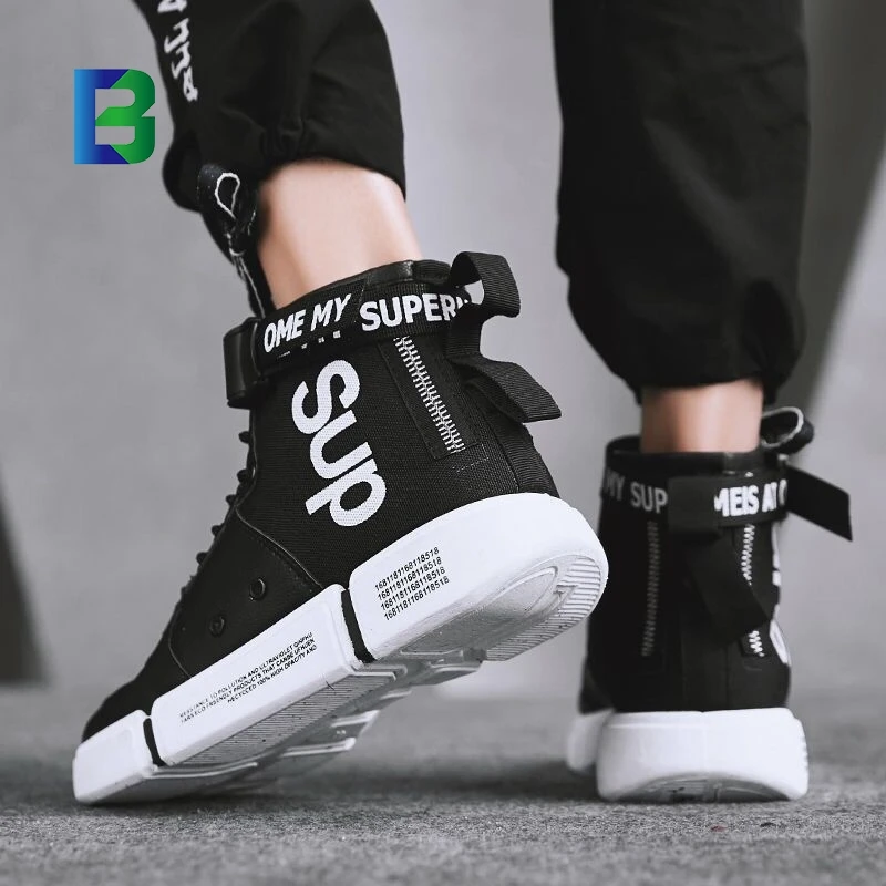 Autumn New High Top Men's Shoes Korean Sports Leisure Board Shoes Men's  Versatile Net Red Street Fashion Shoes