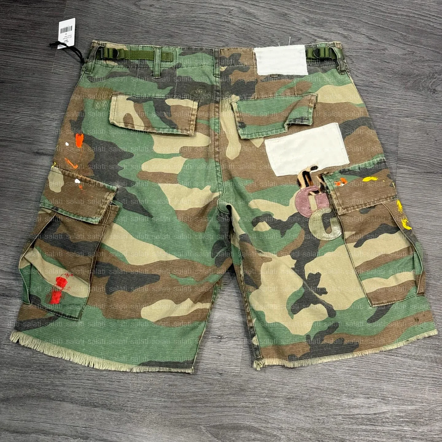 Custom Designer Streetwear Summer Casual Embroidery Patch Printed Utility Baggy Trousers Camouflage Camo Cargo Shorts for Men gallery 4