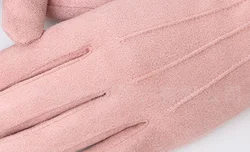 Женские зимние перчатки из искусственной замши с уникальным дизайном